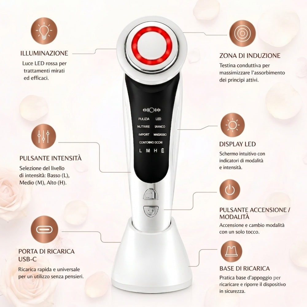 AuraTech ™ - Massaggiatore facciale 3 in 1 con Terapia a Led