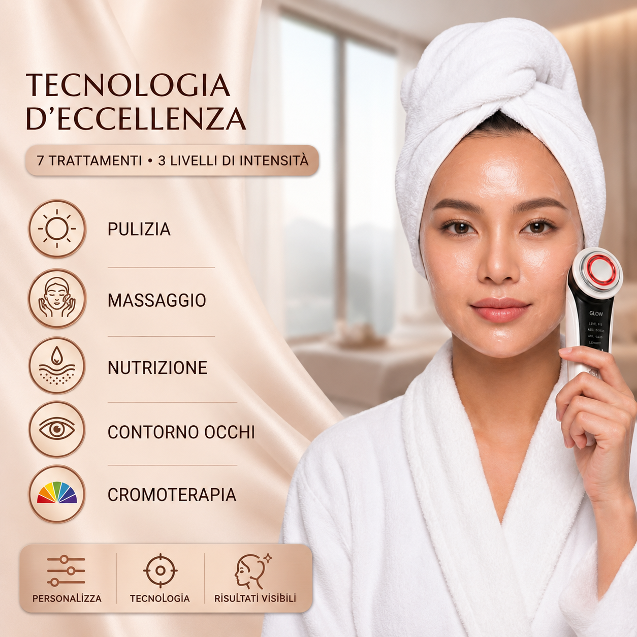 AuraTech ™ - Beauty Device Viso 5in1 con LED Therapy & EMS
