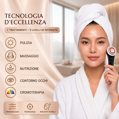 AuraTech ™ - Beauty Device Viso 5in1 con LED Therapy & EMS